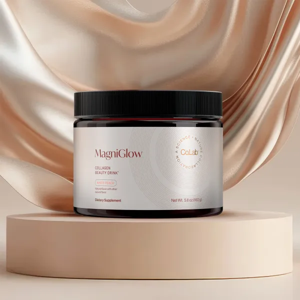 MagniGlow Collagen Beauty Drink jar, White Peach flavor
